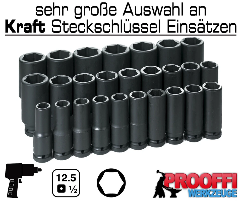 17mm KRAFT Schlagschrauber Nuss 6-Kant Stecknuss Für Druckluft 1/2" Antrieb LANG - Bild 3 von 3