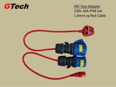 PAT Prüfadapter Set - 230V 16A IP44 Stecker + Buchse - ROT PRÜFKABEL