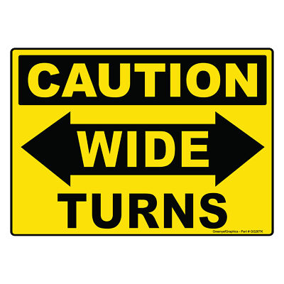 #ad Caution Wide Turns Sign Vinyl Sticker Truck Decal Rear Safety Markings 14quot; x 10quot; $14.99