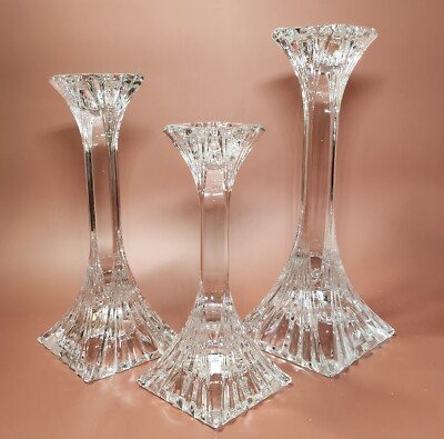 Vintage German Lead Crystal Taper Candle Holders Set of 3 WMF