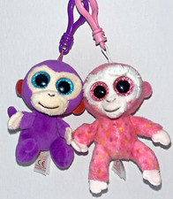 Ty Beanie Boos Key Clips- GRAPES & RUBY the MONKEYS- 2014,15 Retired -No ❤️ tags