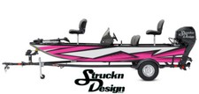 Angled Pink Black Lines Shapes White Graphic Wrap Boat Fish Decal US Vinyl