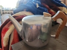 Picquot Ware Aluminum Tea Pot T6 with Wooden Handle Mid Century Modern England
