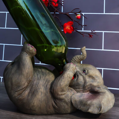 Wild Life Elephant Wine Bottle Holder Pachyderm Elephant Theme Kitchen Decor