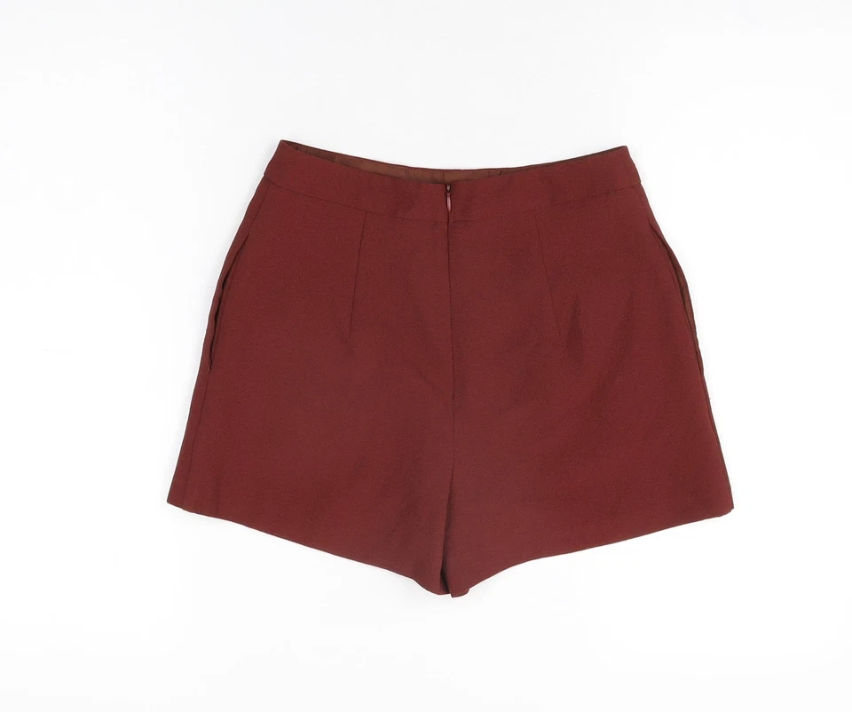 Miss Selfridge Womens Brown Polyester Basic Shorts Size 8 L3 in Regular Zip - Image 2 of 4