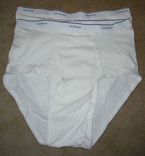 2 PC Fruit of the Loom Briefs Men XXL Blue Waist Band Tight White Never Worn Vtg for sale online
