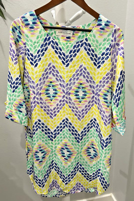Womens Geometric Shift Dress/ Tunic Colorful Bright Artsy Maximalist Fun Mature