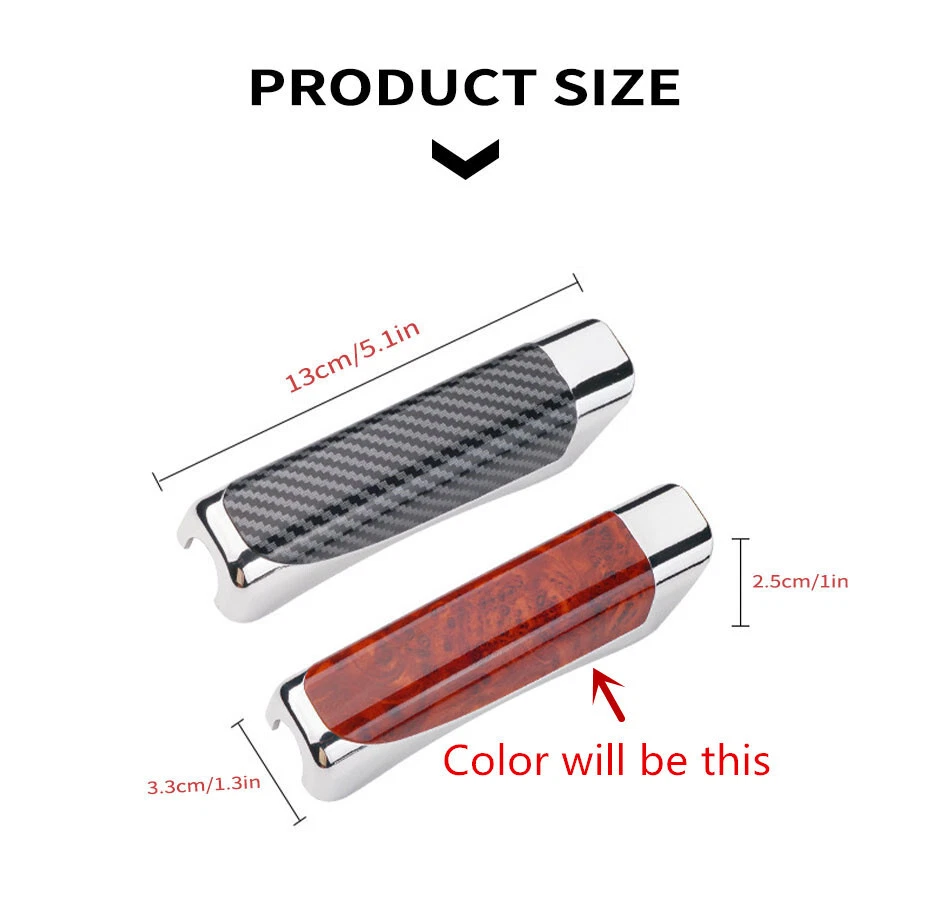 1 pieza Cubierta de freno de mano de coche Protección Auto Decorativa ABS Cuero Grano de caoba Foto 2 de 4