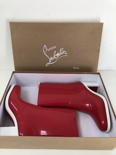 NIB Christian Louboutin Loubirain 70 Waterproof Rain Boots Shoes Red EU 42 New - Picture 12 of 19