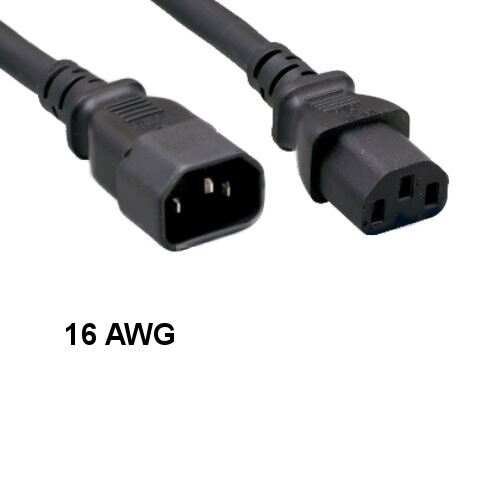 KNTK 3' AC Power Cable IEC60320 C13/C14 16AWG 13A SJT UL Heavy Duty PDU PC UPS - Picture 1 of 1
