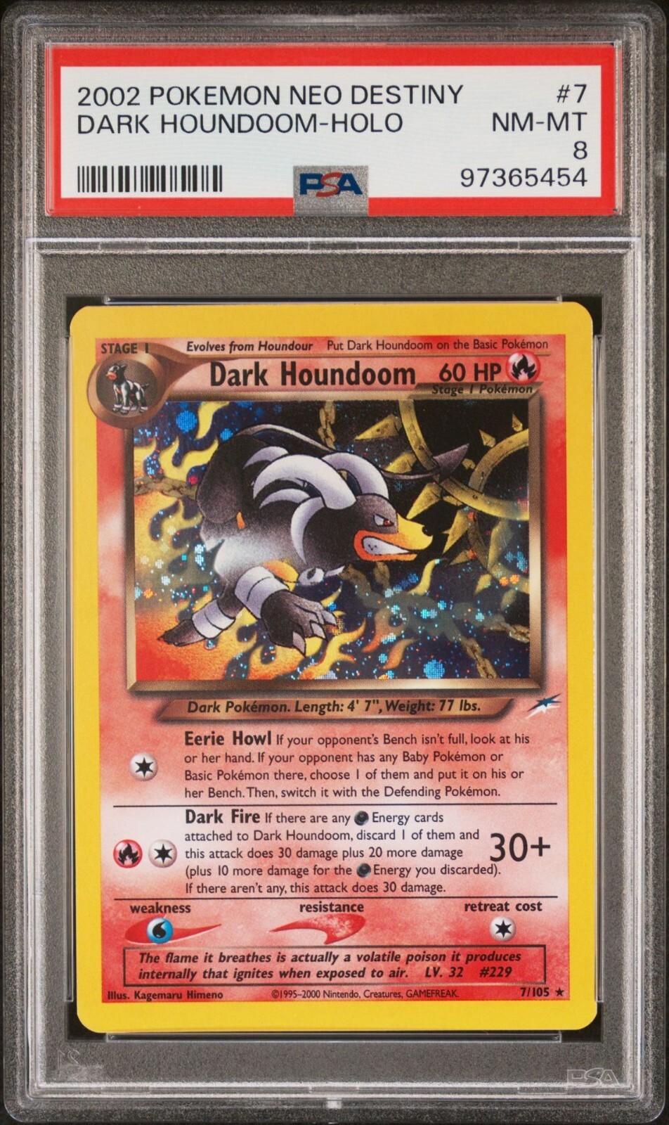 PSA 8 NM/MT Dark Houndoom Holo 7/105 Pokemon 2002 Neo Destiny NM 2002 TCG