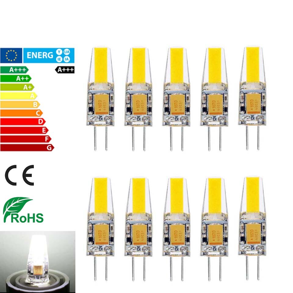 10 x Lampadine G4 6W DC 12V COB 1505 Luce Calda e Fredda