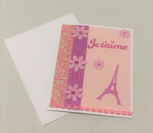 Love Card, Valentines Day Card, Embossed Valentine Card, French Valentine Card - Picture 2 of 4