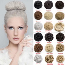Women Natural Hairpiece Upto Chignon Fake Clip in On Hair Bun Hair Extensions US
