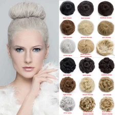 Women Natural Hairpiece Upto Chignon Fake Clip in On Hair Bun Hair Extensions US