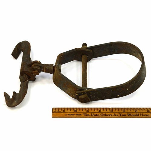 Vintage GRABLER CO. Iron PIPE HANGER BEAM FLANGE BRACKET Salvaged Hardware RARE! - Picture 5 of 10