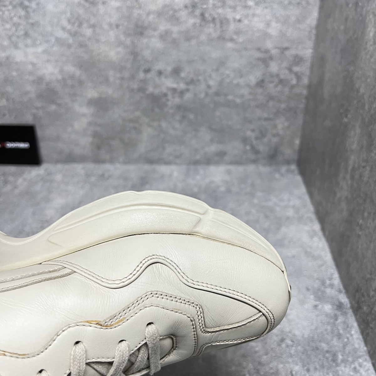 Size 8 - Gucci Rhyton Cream Beige Leather Monogram Logo 500877
