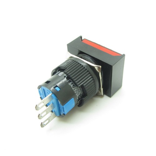 5 × Red 16mm Push Button Switch Latching Lock Rectangle SPDT NO-COM-NC 3 Pin - Picture 2 of 7