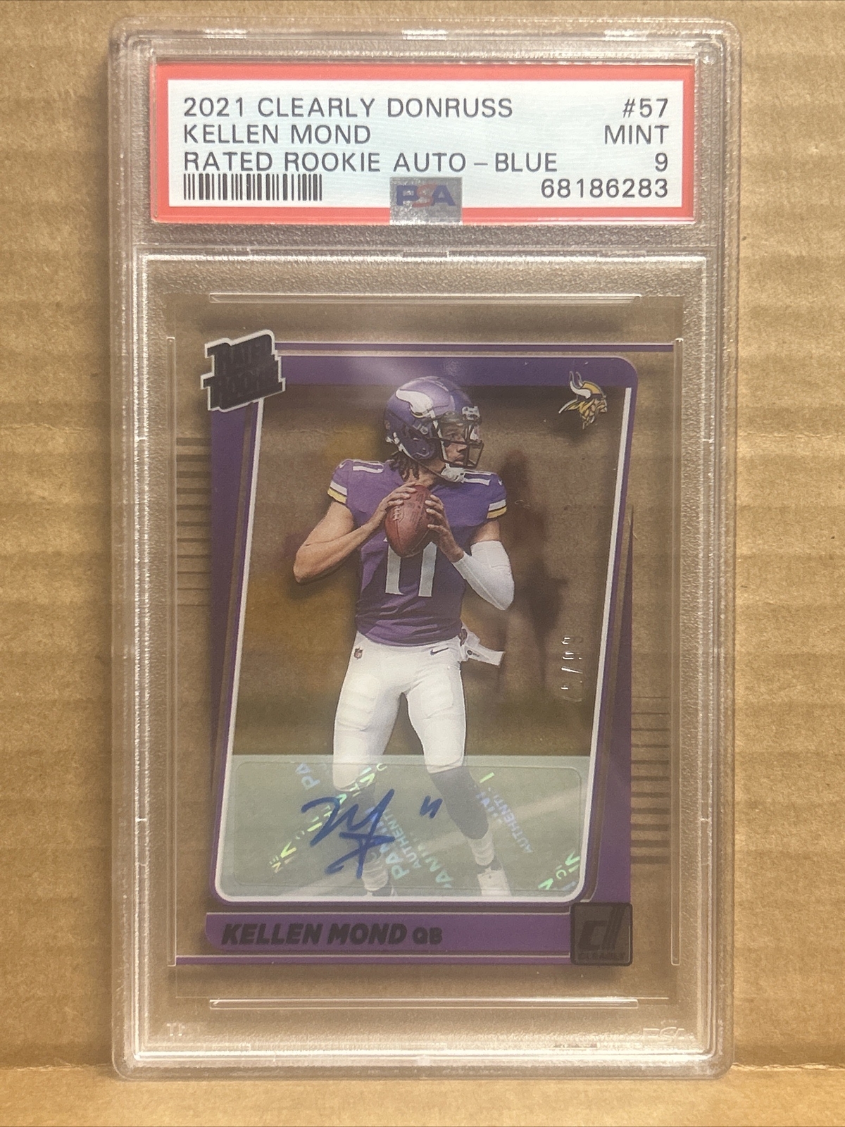 Kellen Mond Panini Clearly Donruss #57 Rated Rookie Autograph-Blue