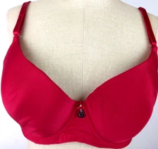 MaMia Red Polyester Padded Underwire T Shirt Bra Size 38 B                  (25)