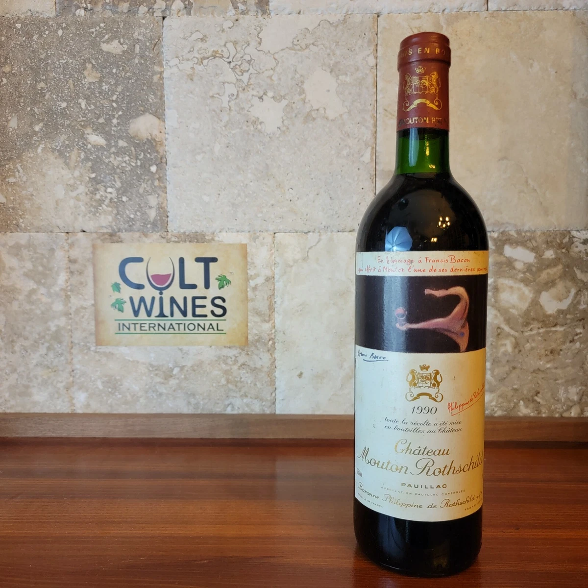 D 94 pts! 1990 Chateau Mouton Rothschild Bordeaux wine, Pauillac (Listing 1)