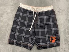 Baltimore Orioles Swimming Shorts Men's Extra Extra Large Black Plaid Teamwear