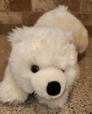 Sea World Cream Laying Polar Bear Plush Stuffed Animal Beanbag Toy 13"