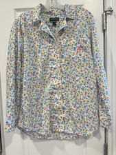 Vintage Ralph Lauren Women s Pajama Top Size XL Button Up Floral 100 Cotton