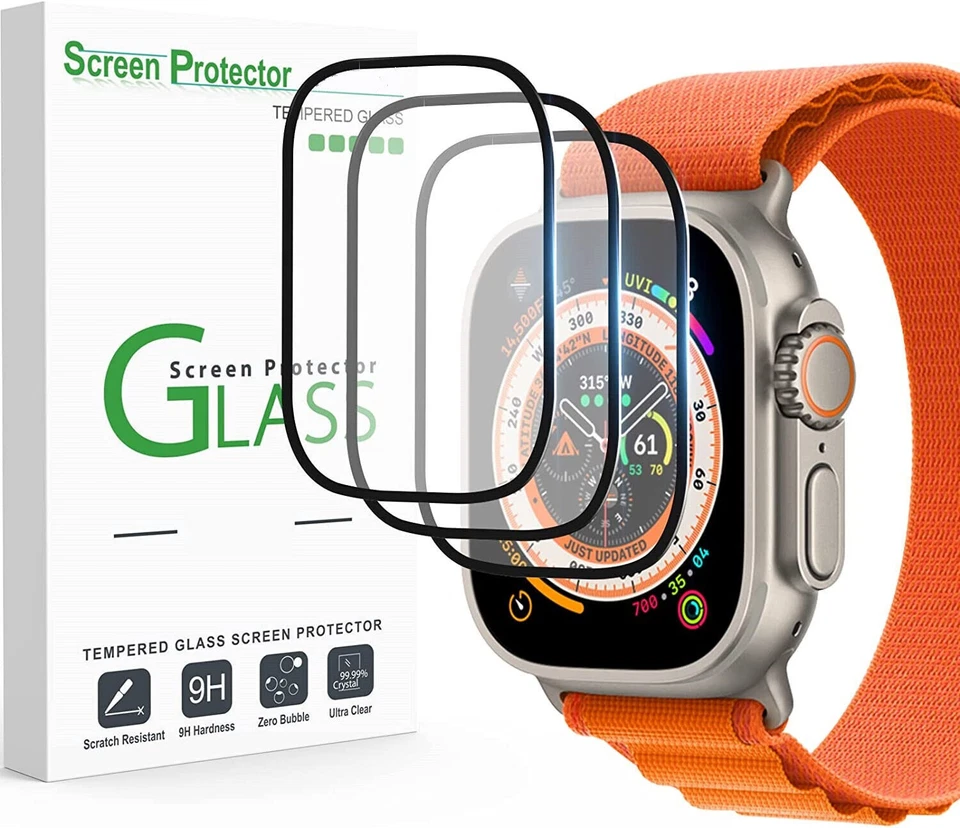 Screen Protector Apple Watch Ultra 49mm  Pack of 03 Tempered Glass  9H Hardness - Image 2 of 4