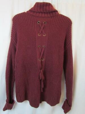 NWT American Rag Burgundy Turtle Neck Criss-Cross Front Sweater Sz L Org $49.50