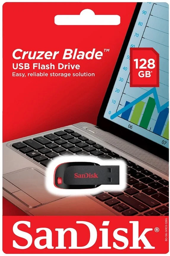 SanDisk Cruzer Blade 128GB USB 2.0 Flash Drive Thumb Drive Memory Stick 10 Pack - Image 3 of 4