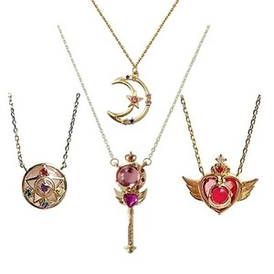 Authentic Anime Themed Pendant Necklaces Gold Plated Guardian Star Moon Necklace, Set o...