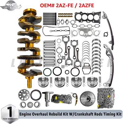 #ad 2AZ FE For Toyota Engine Overhaul Rebuild Kit W Crankshaft Rods Timing Kit 2AZFE $397.00