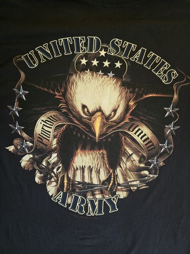 Black Ink Design US Army Black T Shirt Mens Large Eagle on Back - Picture 6 of 8