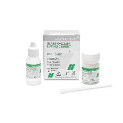 Master-Dent Glass Ionomer Cement with Fluoride, Self-Cure, White, 15g Kit