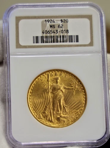 1924 US $20 Saint Gaudens Double Eagle Gold Piece NGC MS62