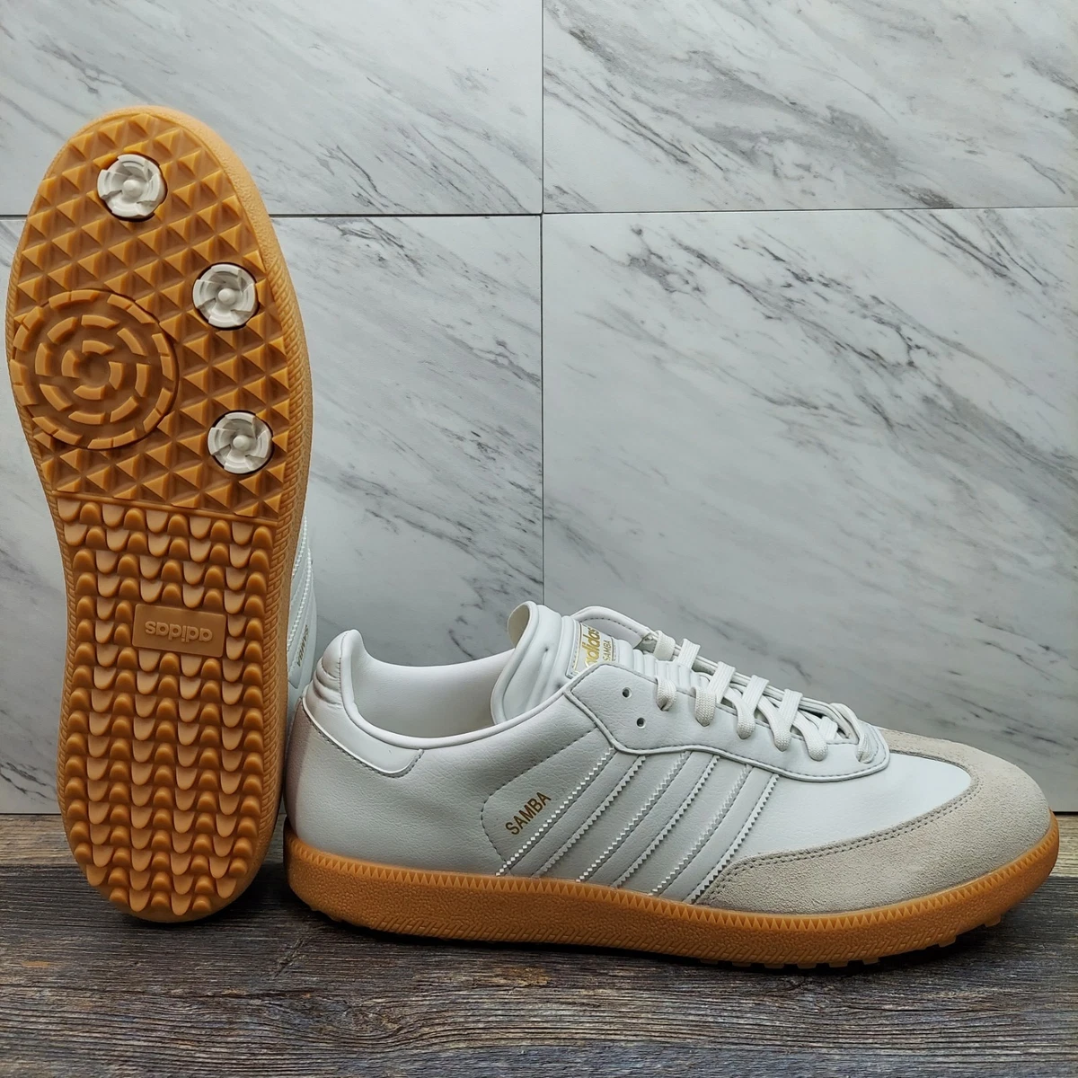Adidas Samba Spikeless Golf Crystal White Gum for sale | eBay