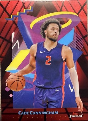 2024-25 Topps Finest CADE CUNNINGHAM RED BLACK REFRACTOR #2/8 Pistons