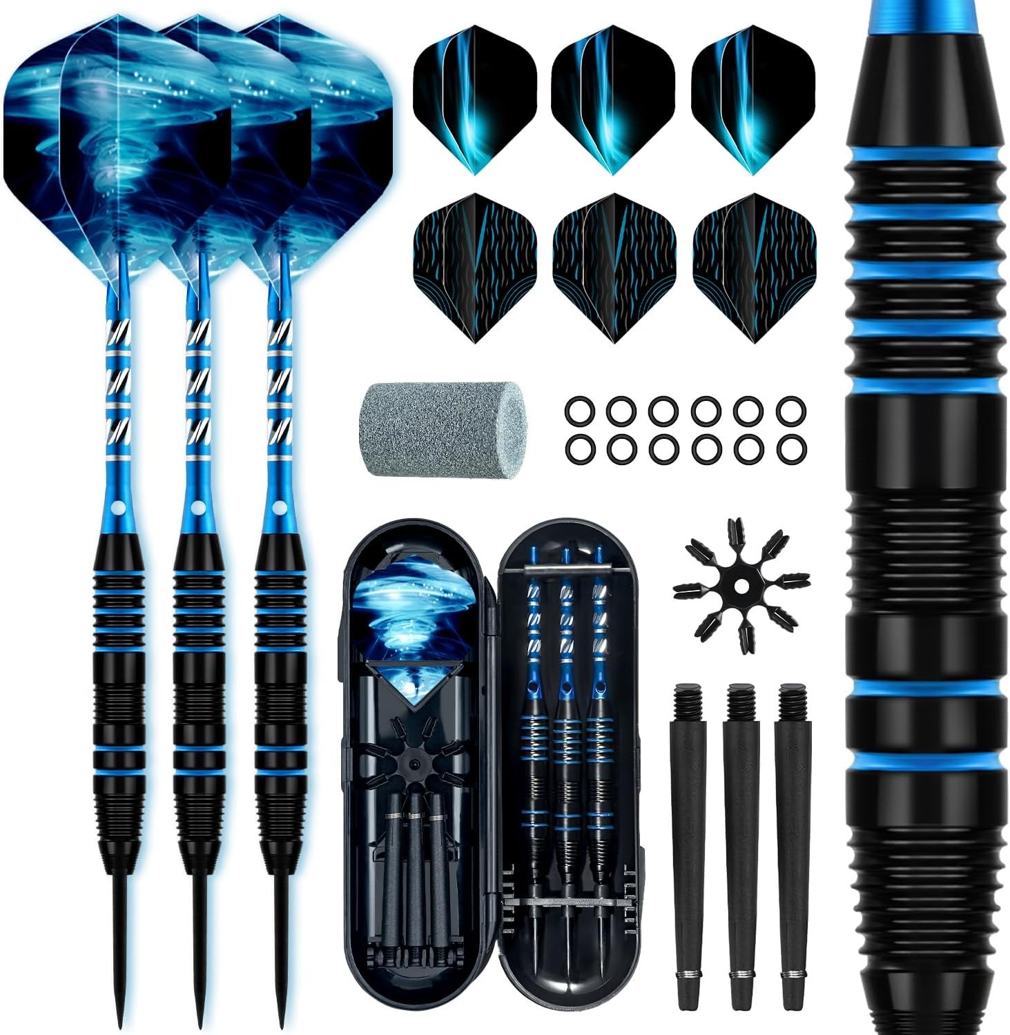 XAWU 3 Pack Steel Tip Darts Set Professional Darts 22g, 24g with 9 Dart Flights