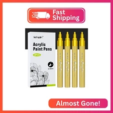 SFAIH Gold Paint Markers Pens - 4 Pack 2-3MM Medium Tip Metallic Acrylic Markers