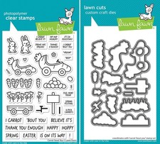 Lawn Fawn Carrot 'Bout You Easter Bunny Clear Stamps  Metal Cutting Craft Dies