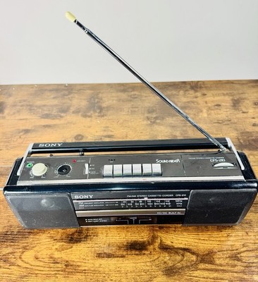 Vintage 80s Neon Sony Cfs-220 Stereo Radio Cassette Boombox Tested