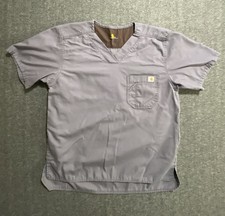 Carhartt Scrub Top Mens Gray Ripstop Short Sleeve Pocket Nurse Medical Size M