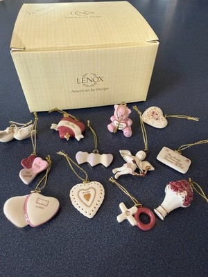 Lenox Mini Tree Ornaments St. Valentine Set of 12 Heart Flowers