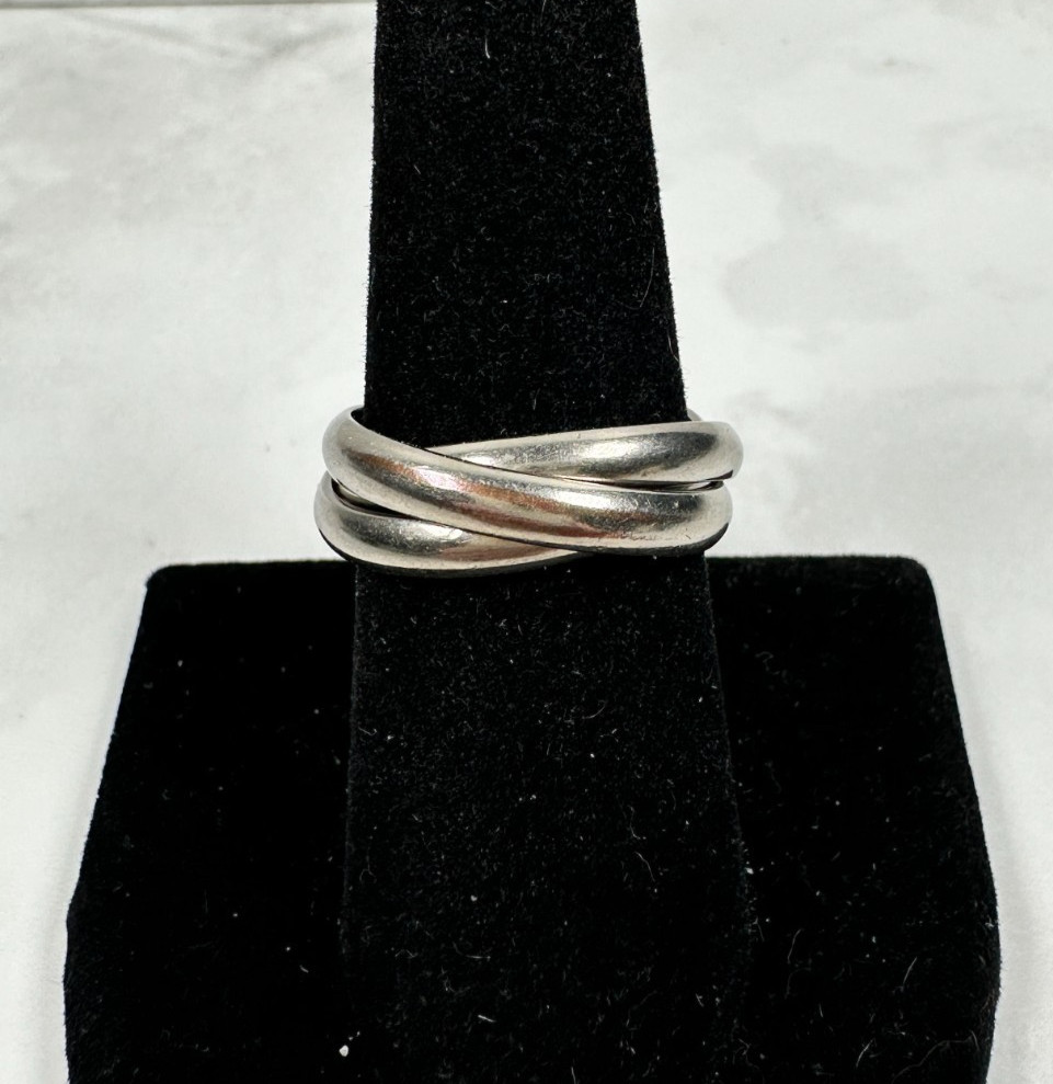 Stackable Ring - Interwoven Together - Silver Ton… - image 1