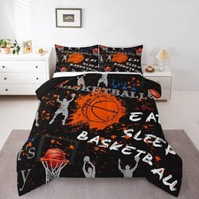 Basketball Comforter Set Full Size for Kids,Sports Bedding Sets for Boys,Hipp...