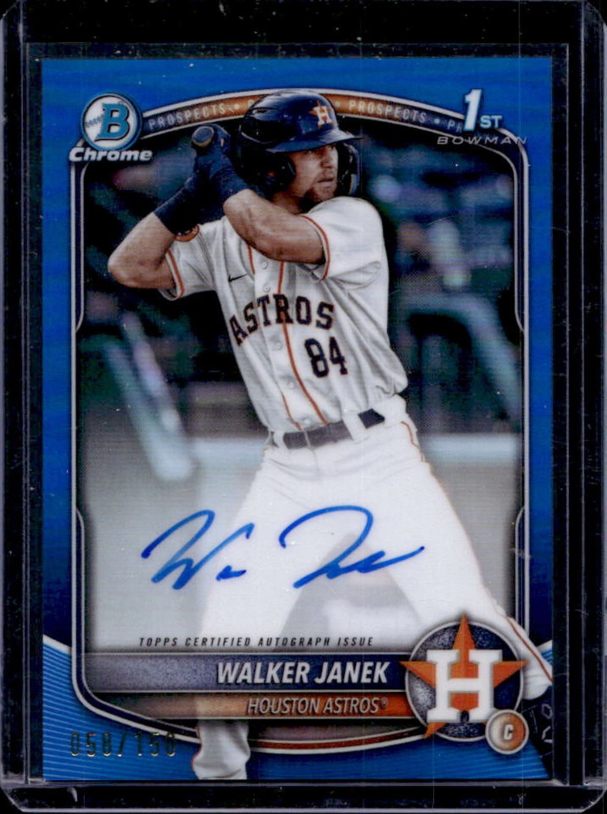 2025 Bowman Walker Janek Chrome Auto Blue Refractor 1st Prospect #/150 Astros