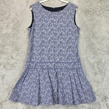 J.Crew Dress Womens 10 Blue Floral Palm Print Linen Blend Sleeveless Drop Waist