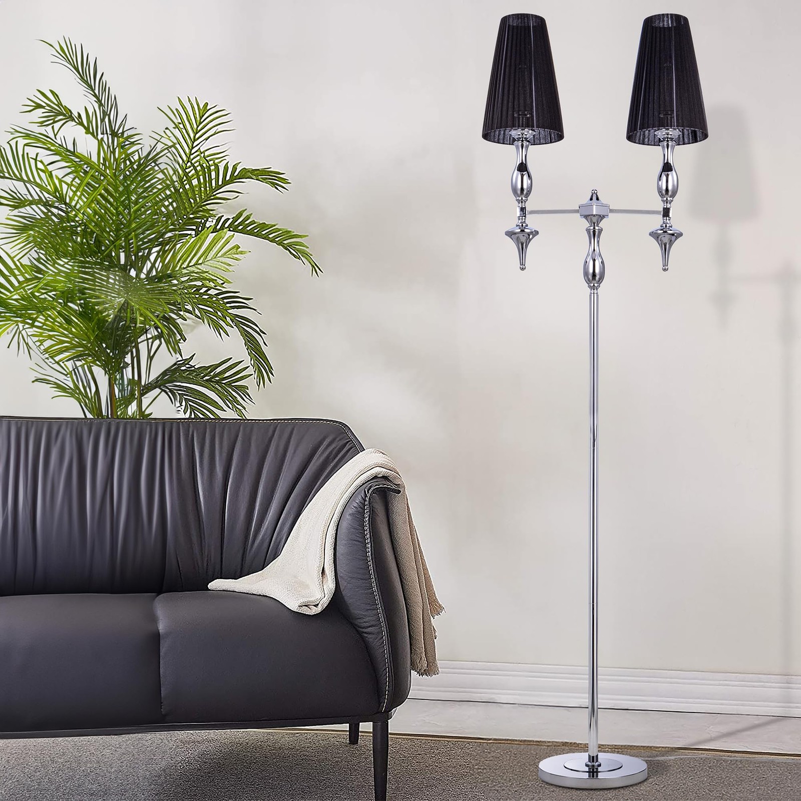 Modern Floor Lamps for Living Room, 78 Inches Standing Lamp for Bedroom, Chro...