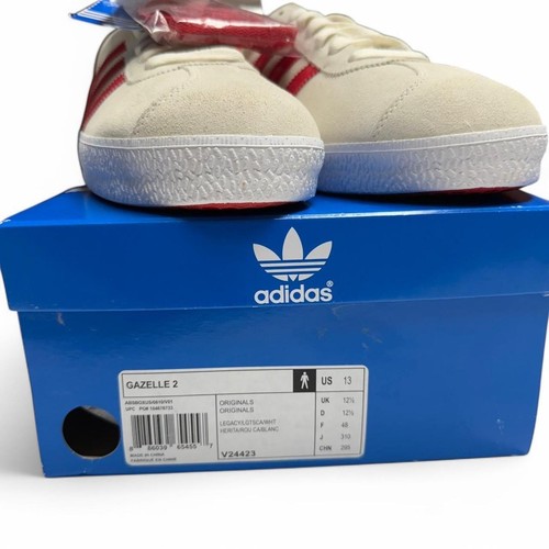 NEU Adidas Gazelle 2 Legacy Herren Größe 13 weiß rot Wildleder Leder Schuhe Neu mit Etikett - Bild 13 von 16